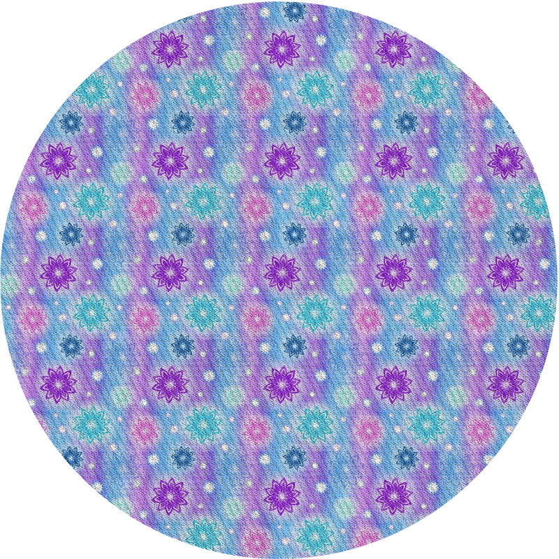 Tapis mauve/rose à tisser électrique, Rond 7 pi
