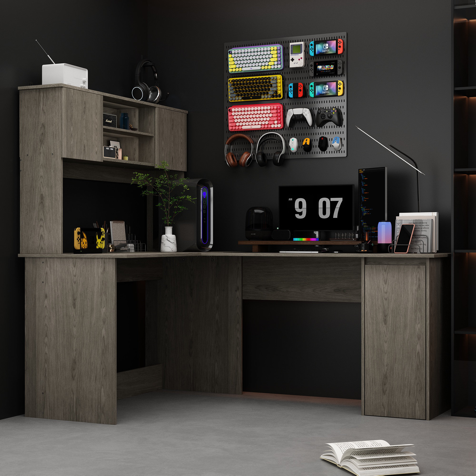 Latitude Run® Jaie L Shaped Desk with Hutch Corner Table with