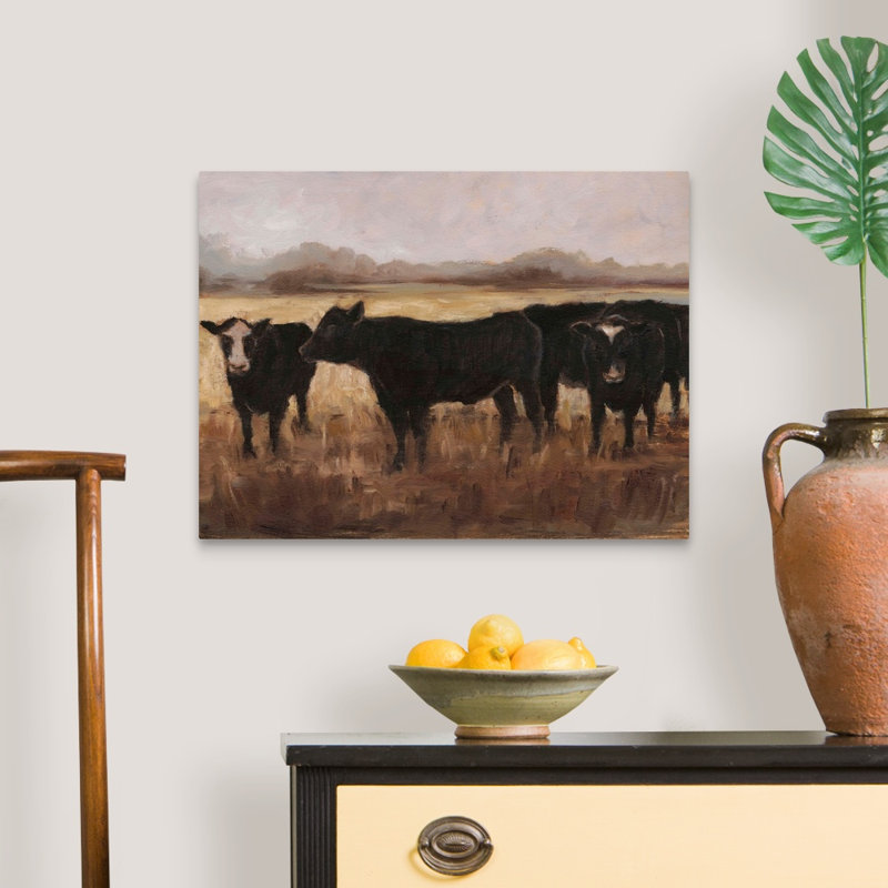 «Black Cows I», art mural sur toile, H 18 po x l 24 po x P 1 po, Toile tendue