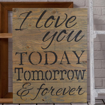 Plaque murale décorative en bois "I love you aujourd'hui, demain et pour toujours"