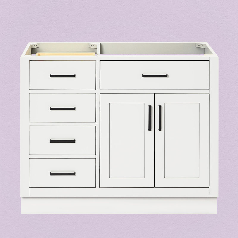 42" Single Bathroom Vanity Base only, White, Matte Black