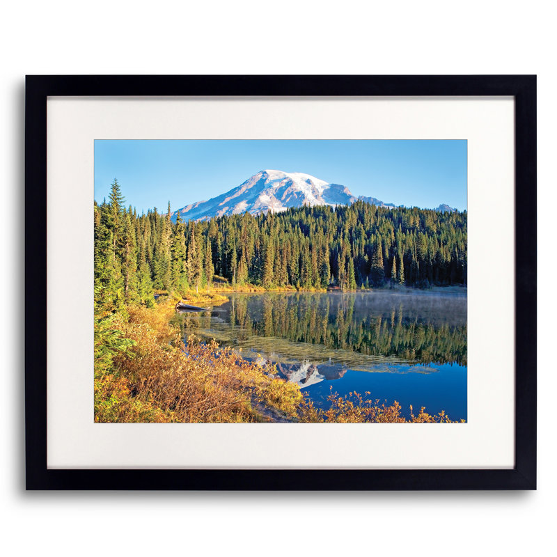 Mt. Rainier Autumn On Reflection Lake Print by Bruce Heinemann, Black Framed Paper, 24" H x 30" W