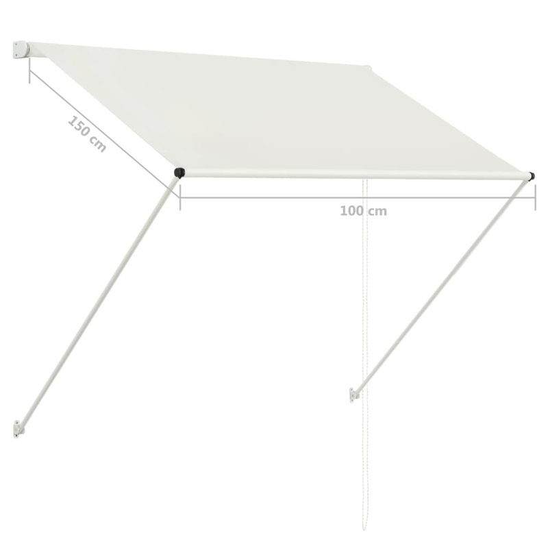 Dakota Fields 250 cm W x 150 cm D Polyester Retractable Patio Awning, 1m W x 1.5m D, Cream