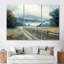 «Blue Green Misty Valley Farmhouse III», ensemble d'art mural de ferme-1368485452-1368485454