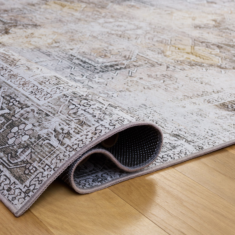 Tapis oriental beige / gris Delvalle, Rectangle 3 pi x 5 pi