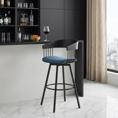 Lynnox Swivel Counter or Bar Height Upholstered Stool with Arms