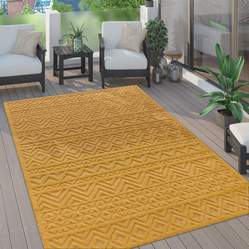 Tapis intérieur / extérieur en polypropylène tissé à la machine Jakius, Rectangle 3 pi 11 po x 5 pi 3 po