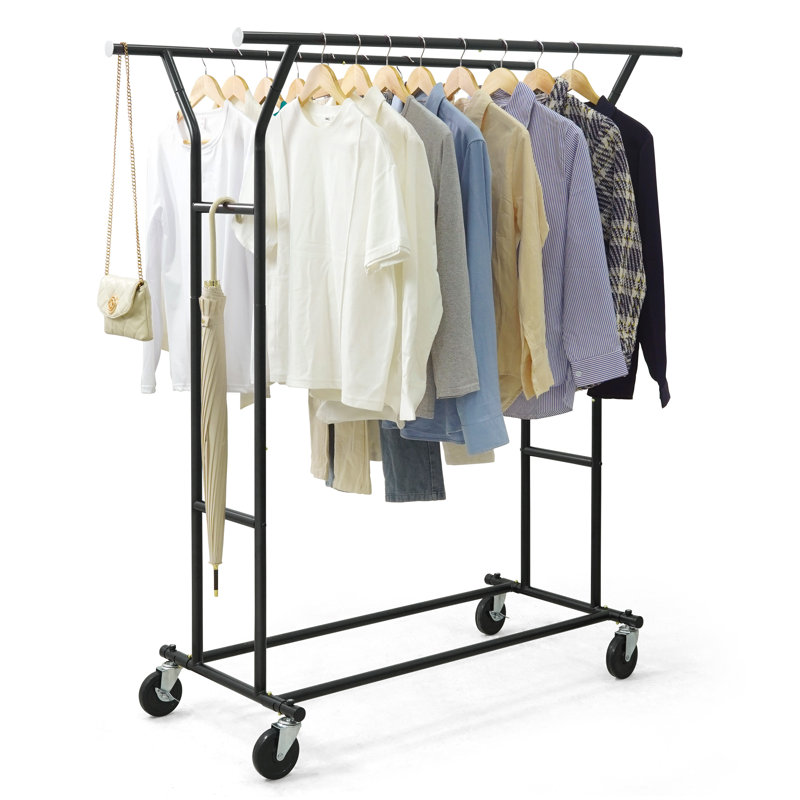 CAPHAUS  Heavy Duty 440LBS Capacity Rolling Clothes Rack with Double Rods