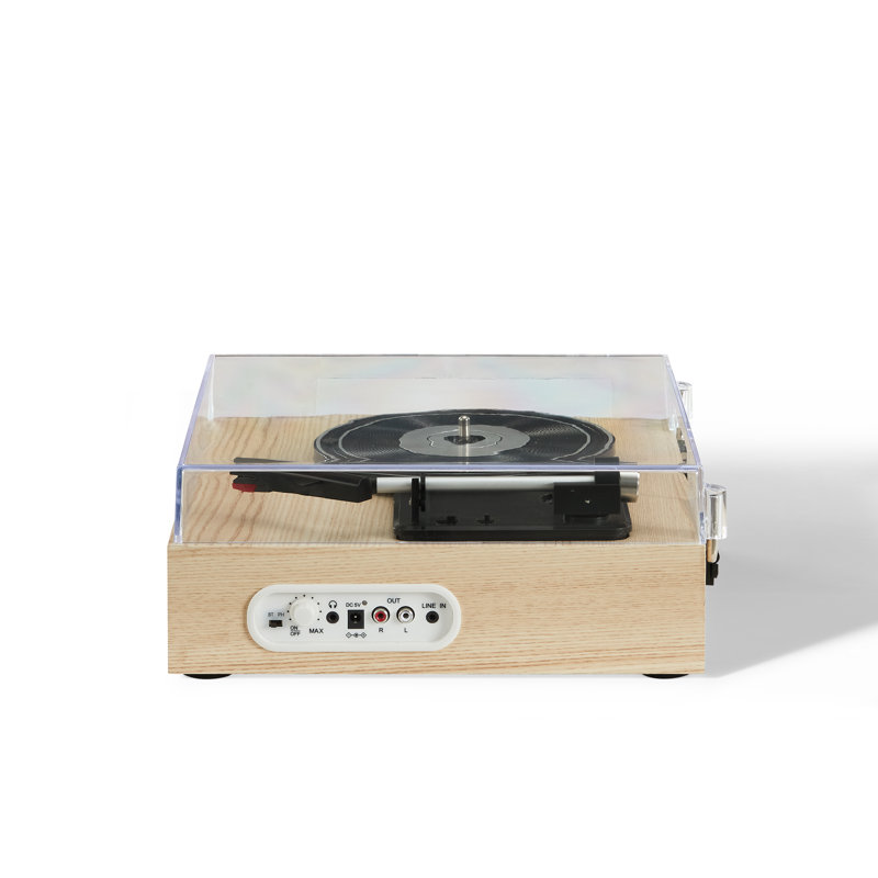 Natural Wood Portable Belt Drive Turntable with Bluetooth