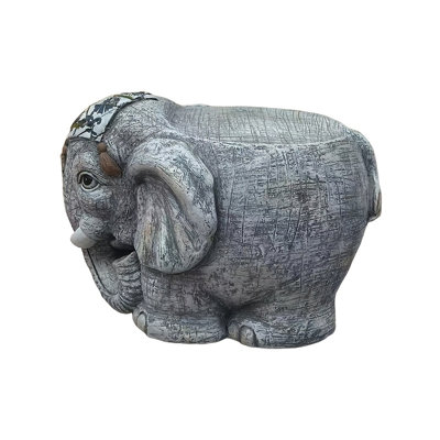 14" Garden Elephant Model Stool, Simulated Animal Sculpture Art Piece, Resin Garden Stool, Suitable For Placement In Living Rooms, Balconies, Offices, Outdoor Gardens, Courtyards, Lawns, The First Cho