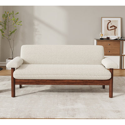 Modern 2-Seater Loveseat Sofa With Armrest Pillows For Compact Living Rooms And Small Spaces.