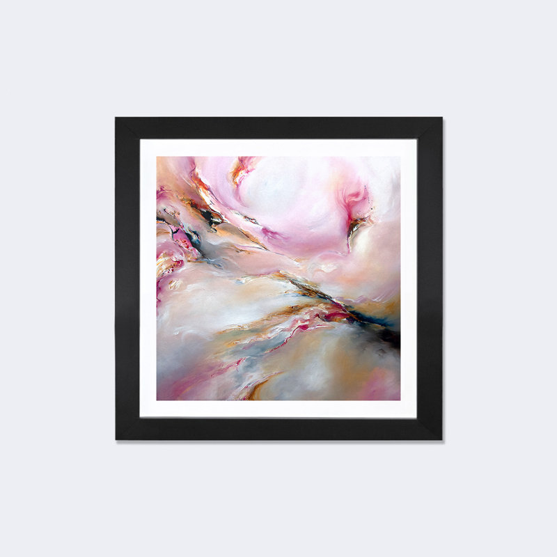 « rose brume », impression, H 16 po x l 16 po x P 1 po, Cadre noir