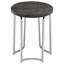 Table d'appoint ronde en métal avec dessus en faux marbre gris