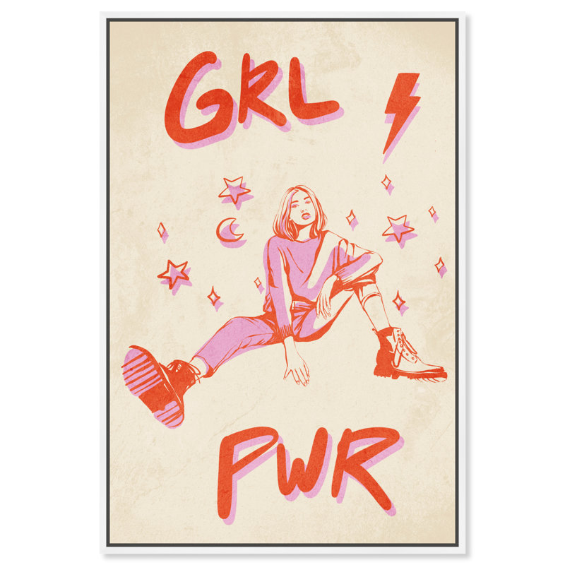Girl Power Elle-Même - Peinture, Cadre flottant blanc, H 24 po x l 36 po