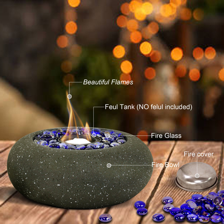 Greyhoo Stone Bio-Ethanol Outdoor Tabletop Fireplace