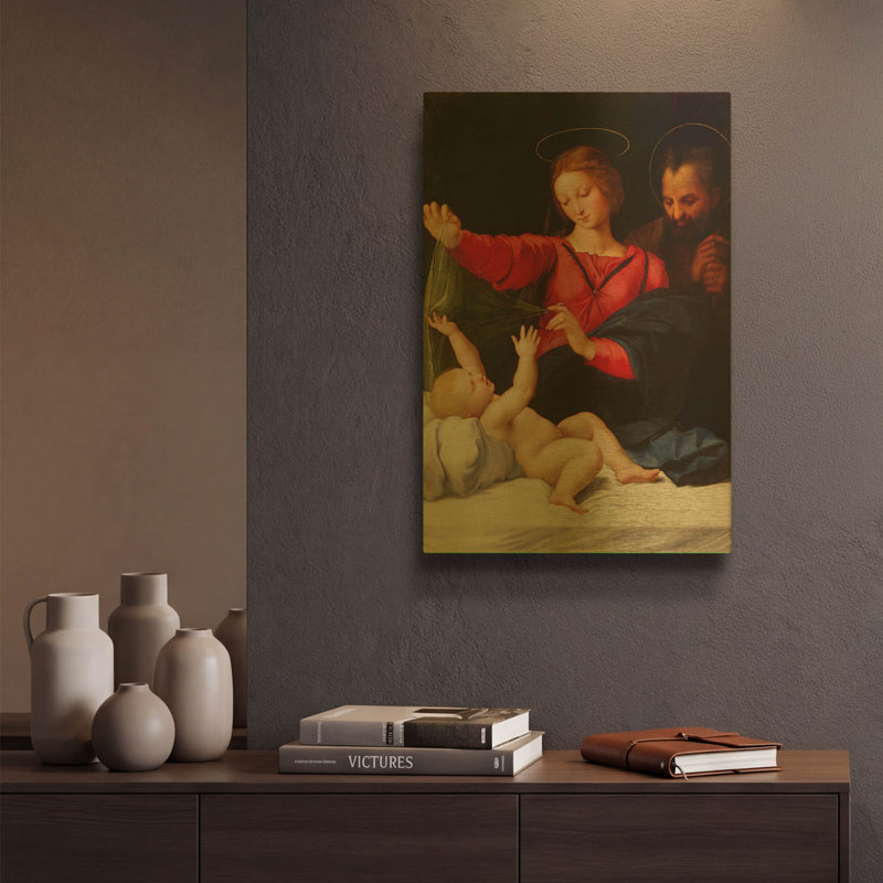 « La Vierge de Lorette » de Raphaël, tableau mural en métal doré, 30,5 x 40,5 cm, 12 po x 16 po