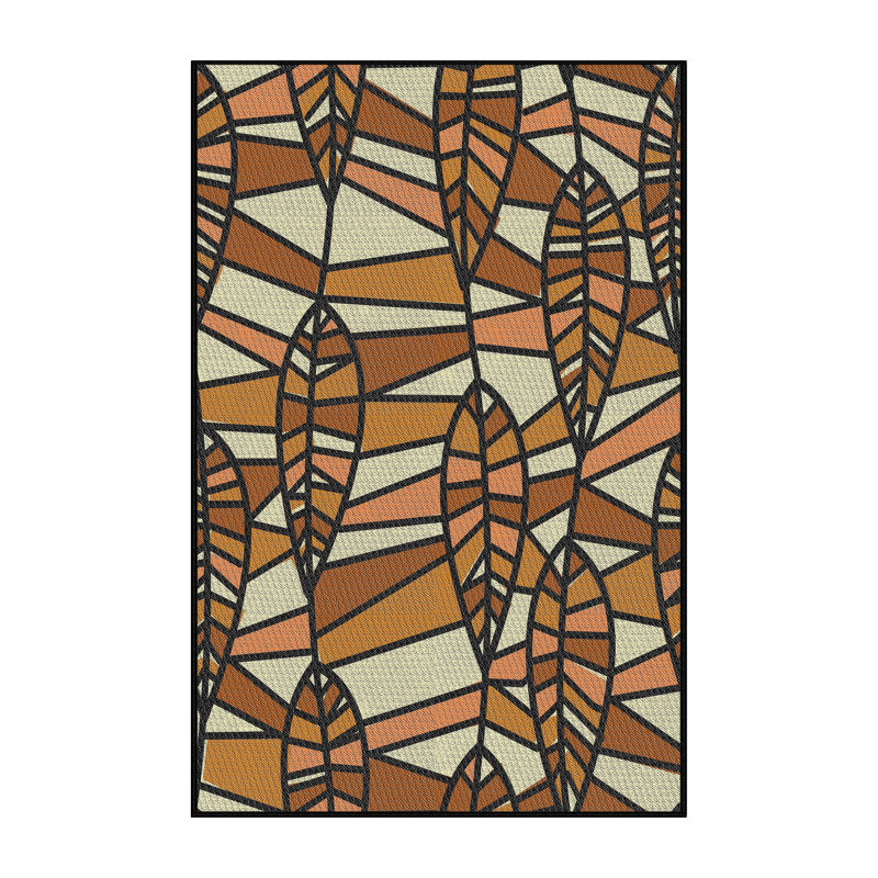 Tapis brun / beige / orange Power Loom, Rectangle 6 pi x 9 pi