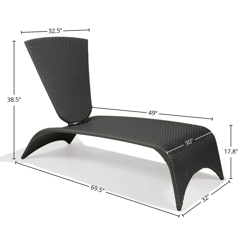 Malibu Nest Chaise Lounge with Folding Back, Slate