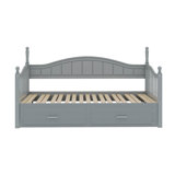 Rosamond Wooden Twin Size Daybed with Twin Size Trundle, Extendable Daybed with Two Drawers