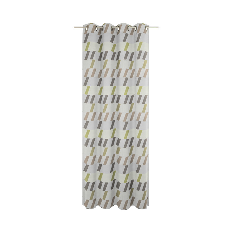 Lopez Room Darkening Curtain Single Panel, Green/Dark grey/Beige, 132cm Width x 145cm Drop