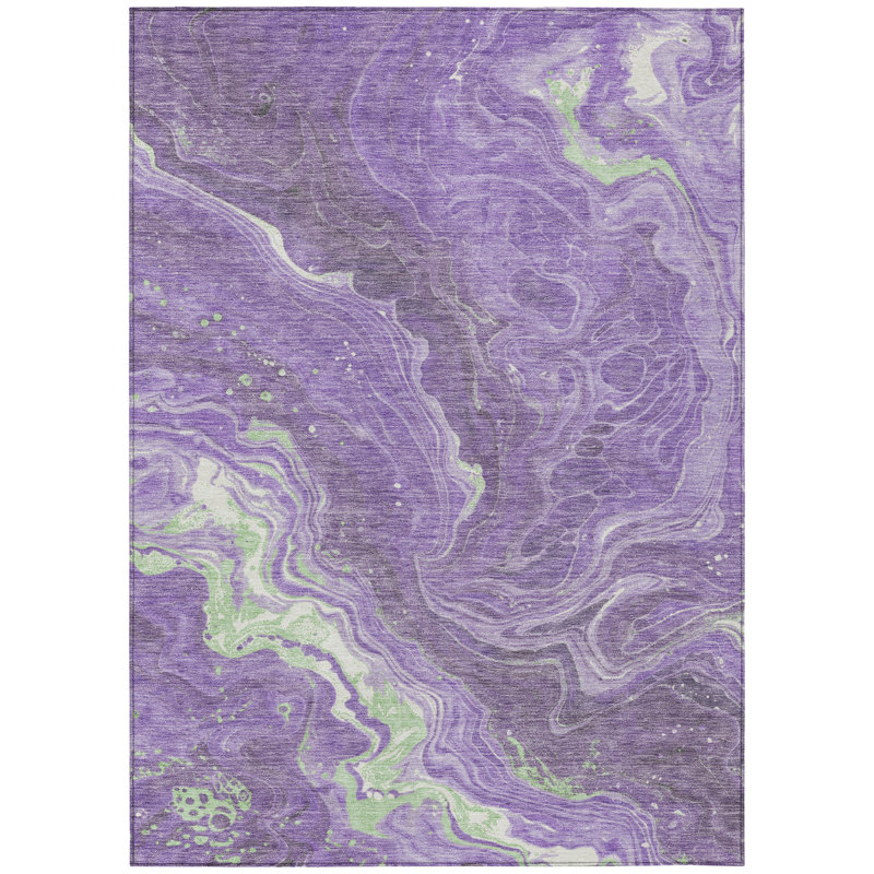 Addison Purple Abstract Washable Non-Slip 3' x 5' Rug