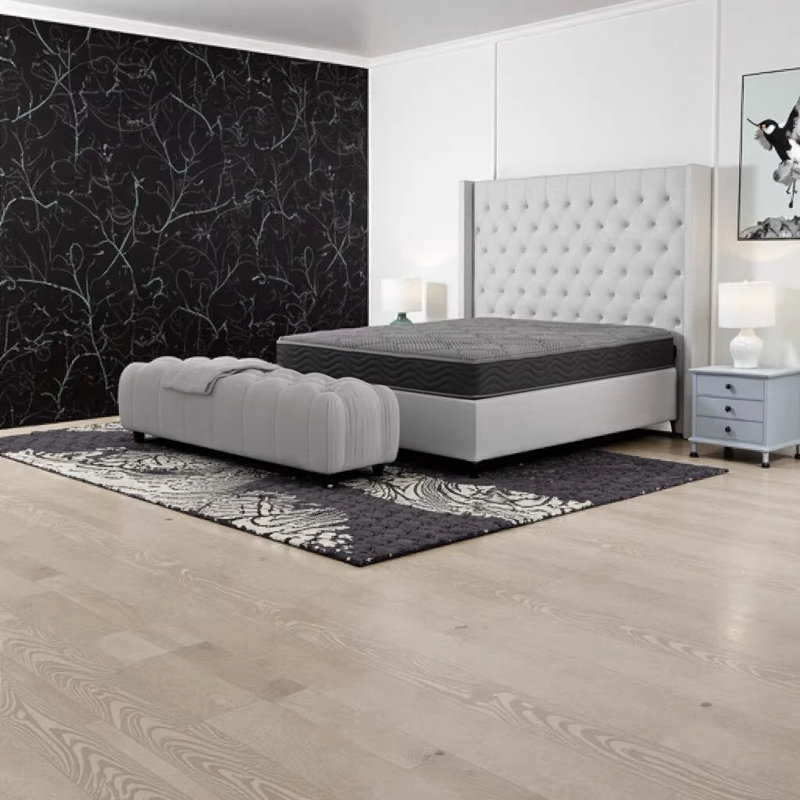 CS Hybrid Pocket Coil 8" Twin Mattress - Firm Support with Knitted Top Panel, Black & Gray, Twin