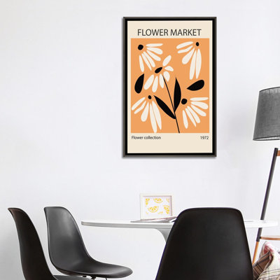 Retro Flower Market Design - Wall Art Print - Framed Canvas