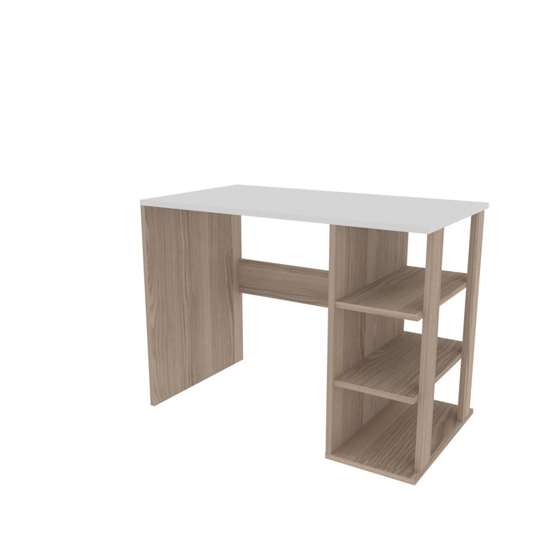 Polina 100Cm W Computer Desk with Open Storage, Brown/White