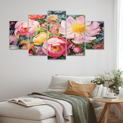 Décoration florale rose 5 fleurs printanières - fleurs sauvages