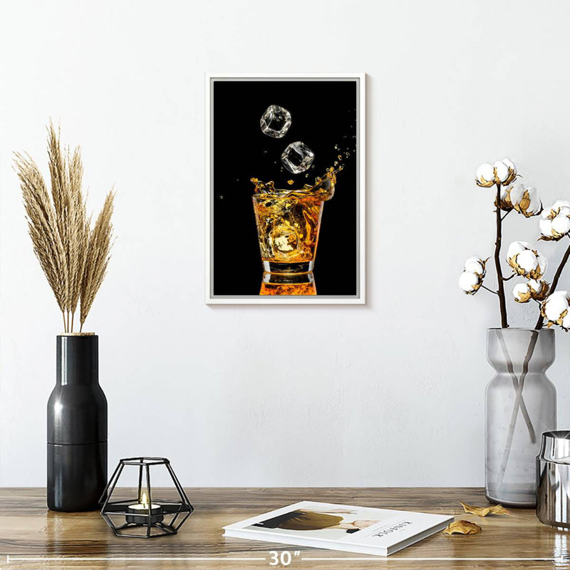 Whisky et glaçons, 9" x 13", Floating Frame White