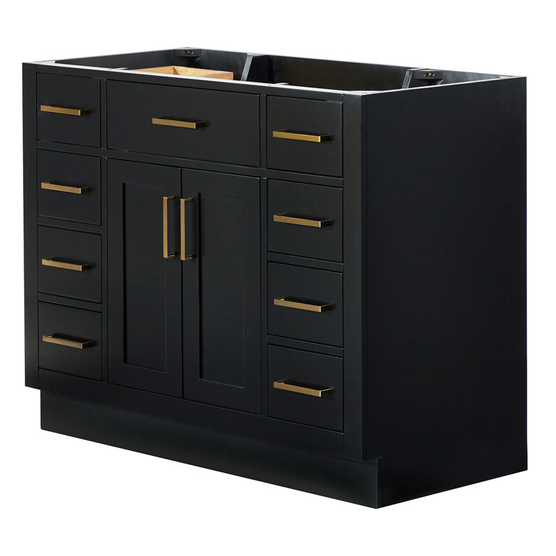 42" Single Bathroom Vanity Base only, Satin Brass, Black