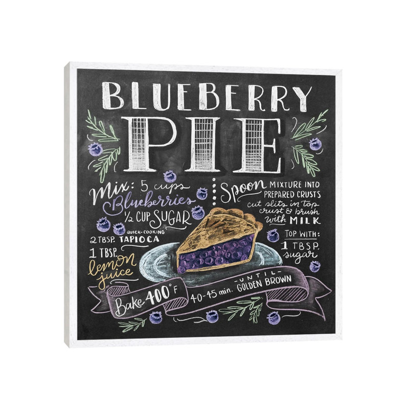 Blueberry Pie Recipe - Print on Canvas, 66.04cm H x 66.04cm W x 3.81cm D, White Floater Framed