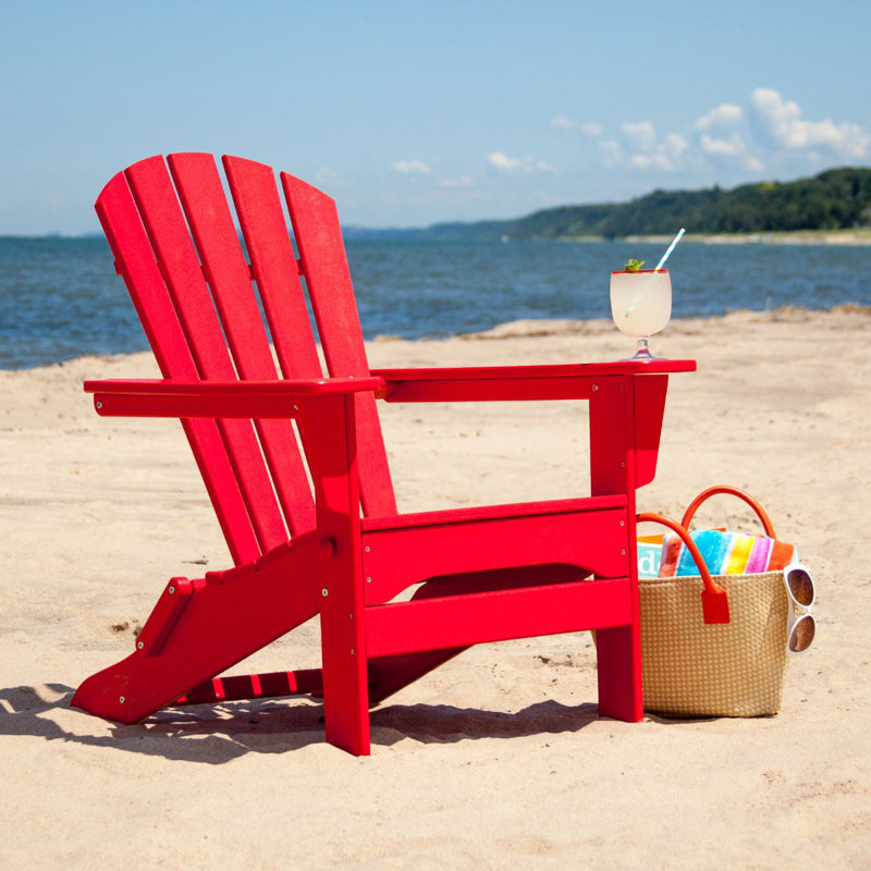 POLYWOOD Palm Coast Folding Adirondack, Sunset Red