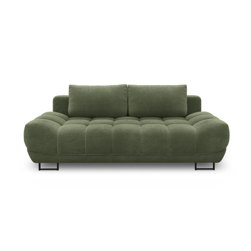 Nicolus 3 Seater Velvet Sofa Bed, Green