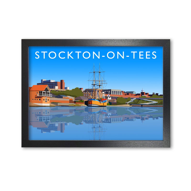 Stockton-On-Tees County Durham by Richard O'Neill - Print, 59.4cm H x 84.1cm W x 3cm D, Black Framed
