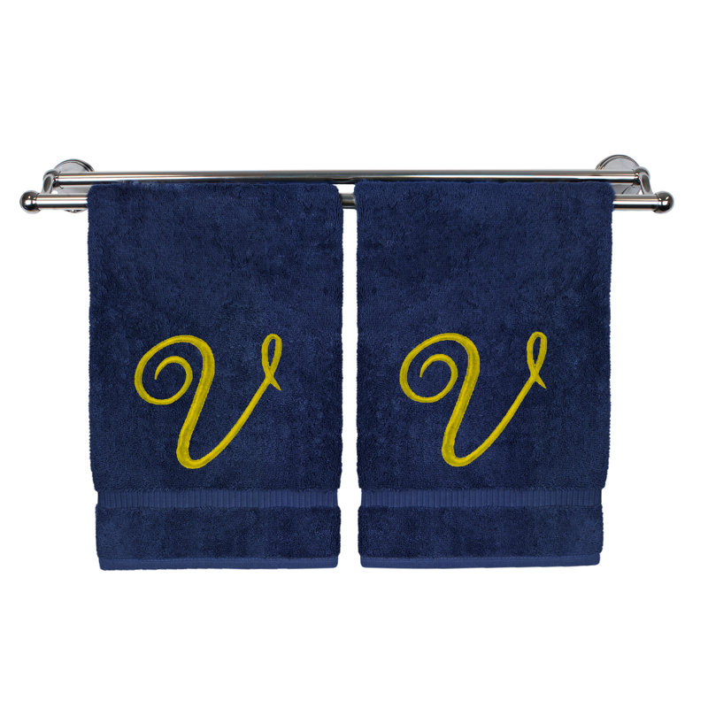 Super Plush Hand Towel, Navy/Gold, V