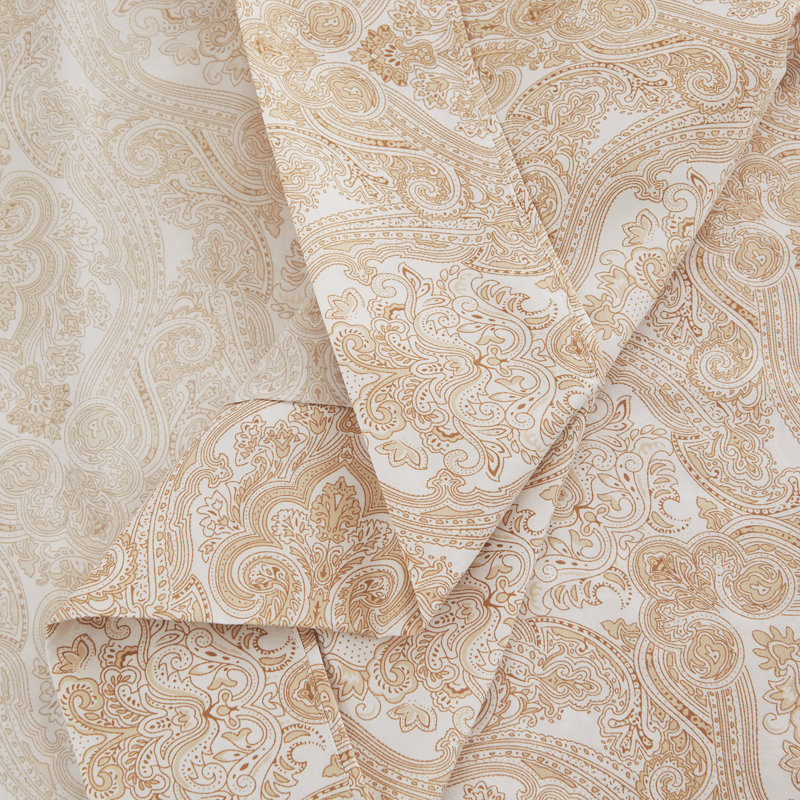 Percale Paisley Sheet Set, Full Sheet Set + 1 Fitted Sheet + 2 Pillowcases, Taupe