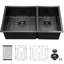 Gunmetal Black Stainless Steel Sink 33"x19" - Double Bowl Undermount, 10" Deep Basin, Reduces Build-up Kitchen Black, Steel, Crafted For Durability And Functionality