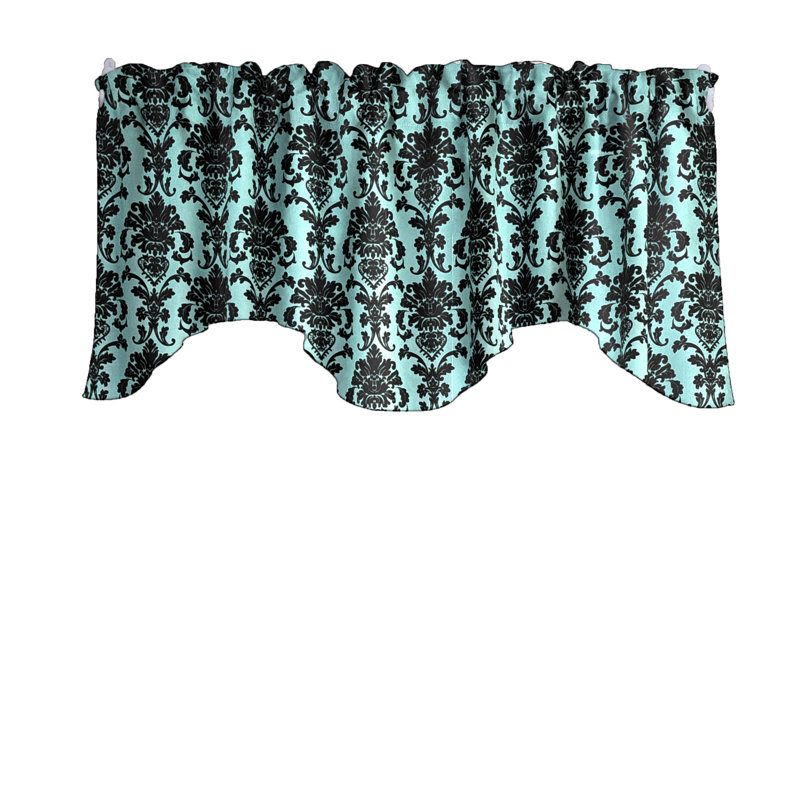 Cantonnière en popeline à motif floral ondulé 58 po, Turquoise