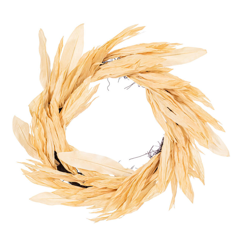 Vickerman 28" Artificial Cream Corn Husk Wreath.