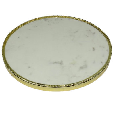 Eichner Round Serving Tray With Marble Base – Modern Minimalist Display Tray For Kitchen, Dining & Home Décor