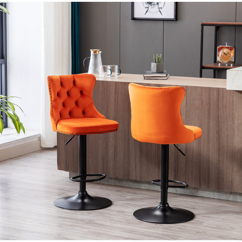 Tabouret Ilyass, Orange, Noir, 2