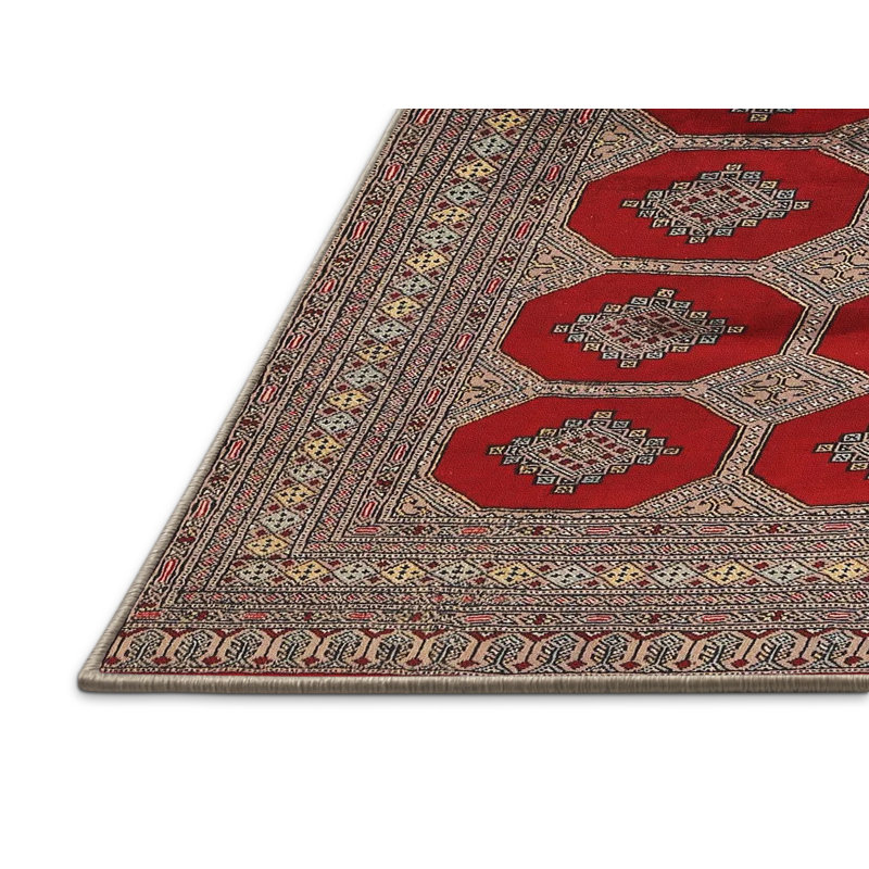 Tapis traditionnel rouge / noir / jaune Mangeney, Rectangle 8 pi x 12 pi