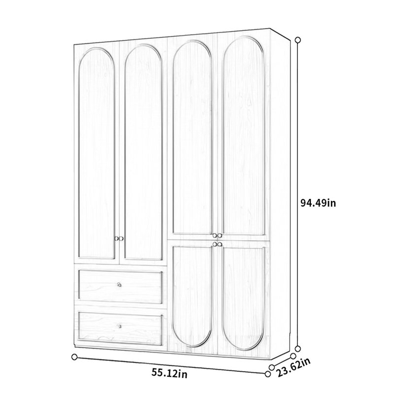 Miller, 94.49"  H x 55.12" W x 23.62" D
