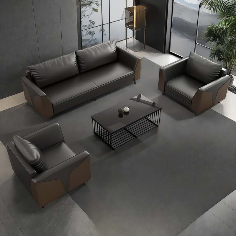 Black Business Reception Sofa Coffee Table Set