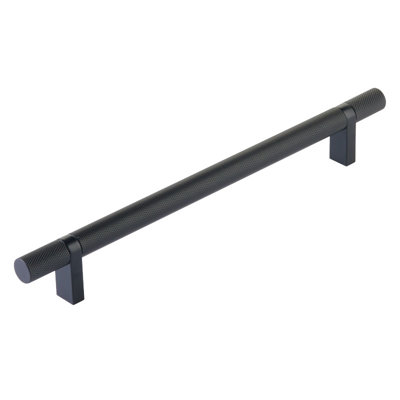 Emtek Select Cabinet Pull 6" C-C,  Rectangular Bar Stem, Knurled Bar