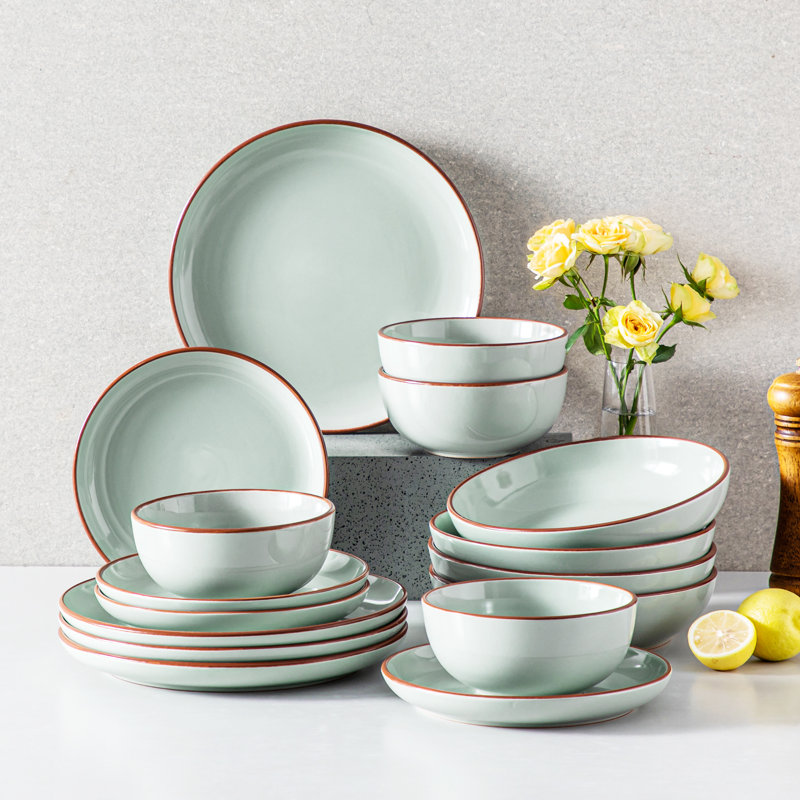 Vancasso  Stoneware Dinnerware - Set of 16 , Jade