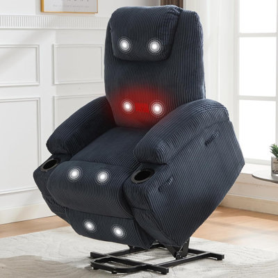 Electric Power Lift Recliner Chair for Elderly with Massage & Heat, Side Pockets & Cup Holders