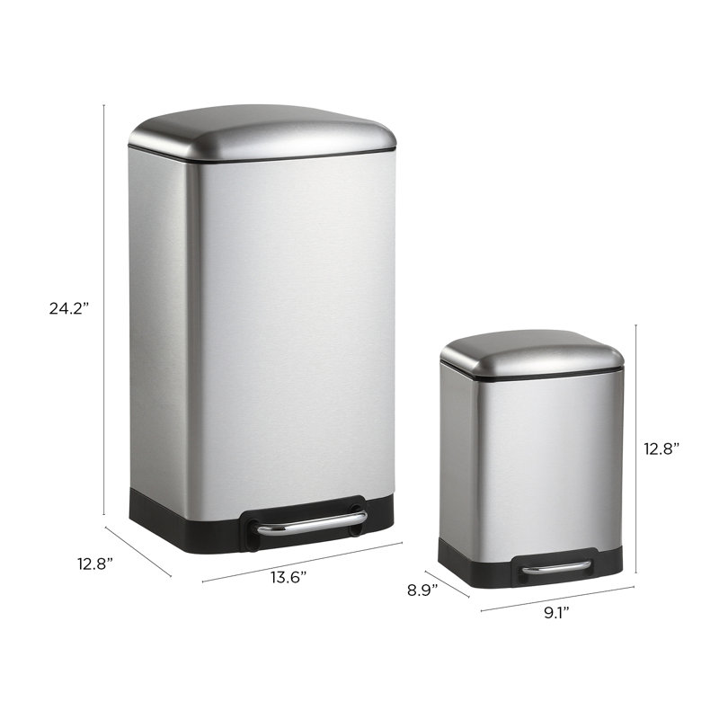 Ashley Steel Step On Kitchen Trash Can - 8 Gallons