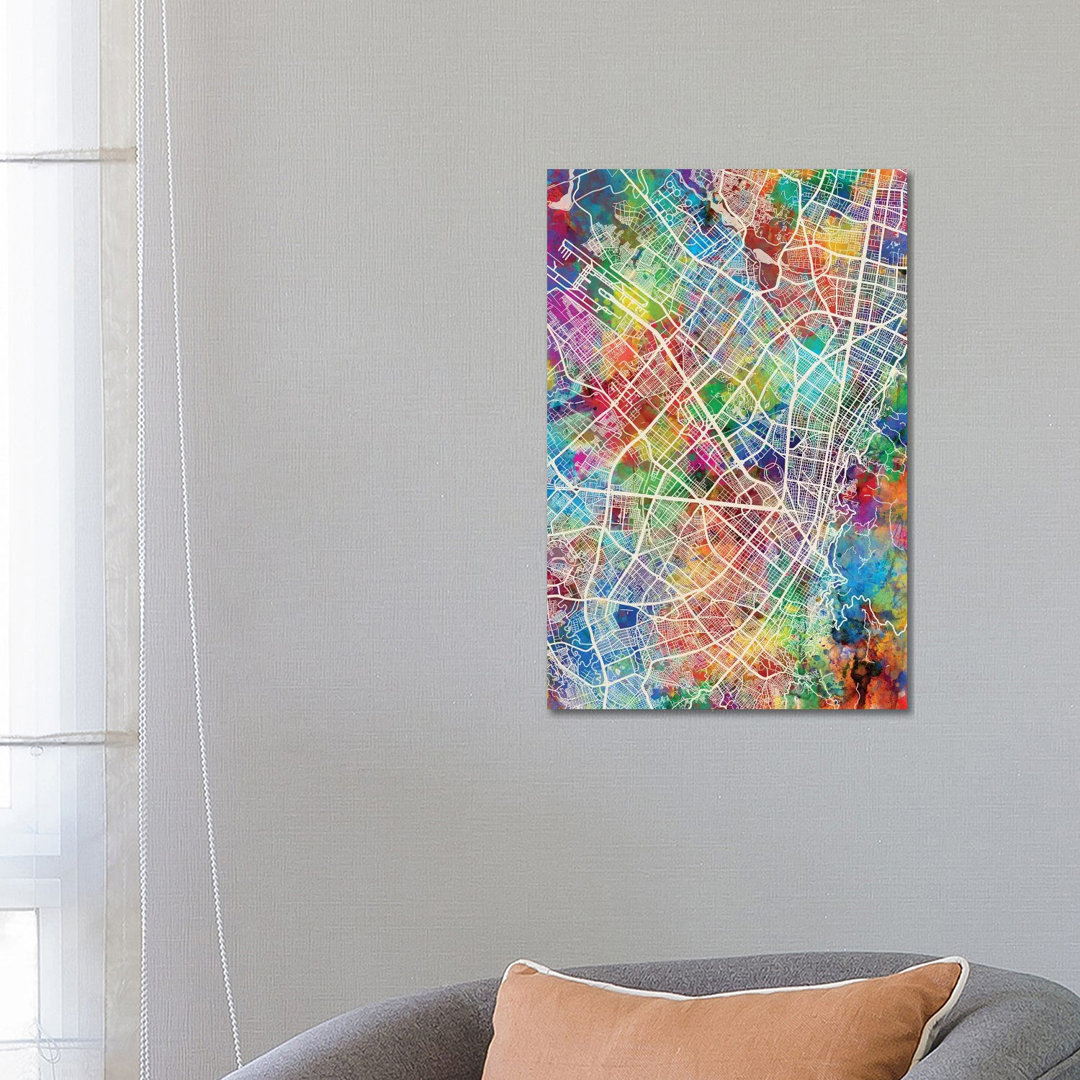 Bogota Colombia City Map I by Michael Tompsett - Wrapped Canvas Gallery-Wrapped Canvas Giclée